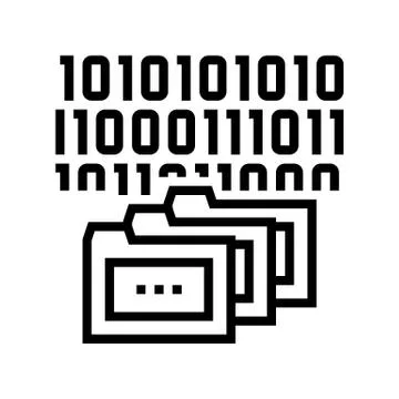 Binary code and folders line icon vector illustration Stock Illustration