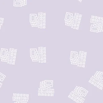 Binary code and folders line seamless pattern Stock Illustration