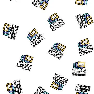 Binary code and folders vector seamless pattern Illustrazione stock
