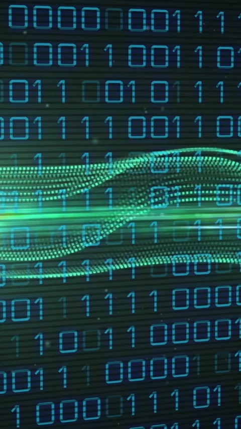 Binary code and green wave animation, data processing concept Stock Footage 343645209