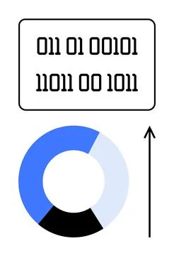 Binary Code and Growth Concept with Circular Graph and Arrow Stock Illustration