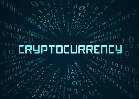 Binary code and inscription cryptocurrency. Stock Illustration