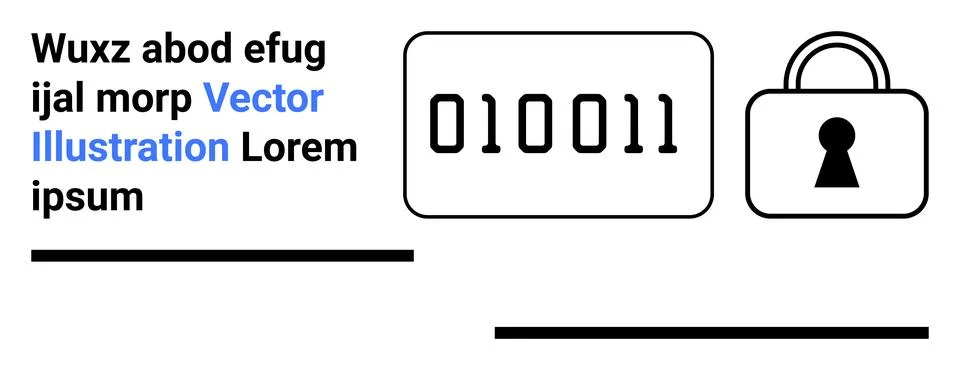 Binary Code and Lock Symbol Digital Security and Data Protection Concept 스톡 일러스트