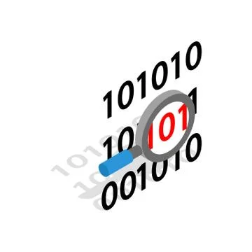 Binary code and magnifying glass icon Stock Illustration