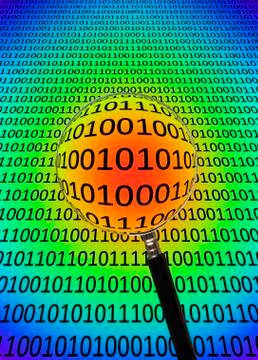Binary code and magnifying glass イラスト素材