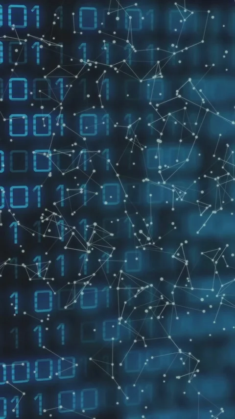 Binary code and network connections, digital data processing animation Video stock 320160814