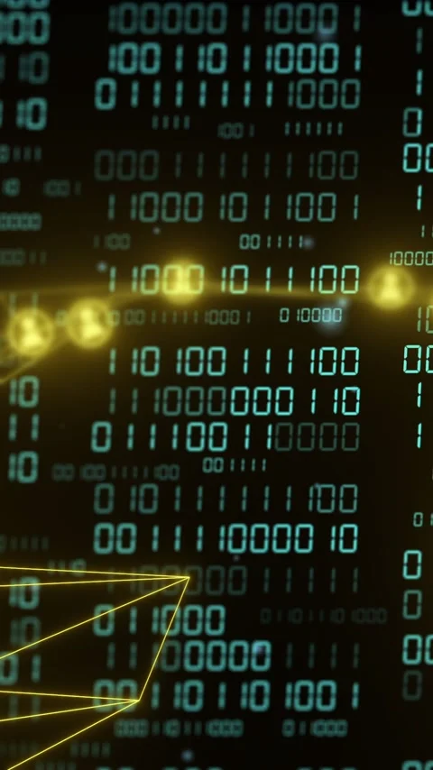 Binary code and network connections, data processing animation over digital Video stock 342915931