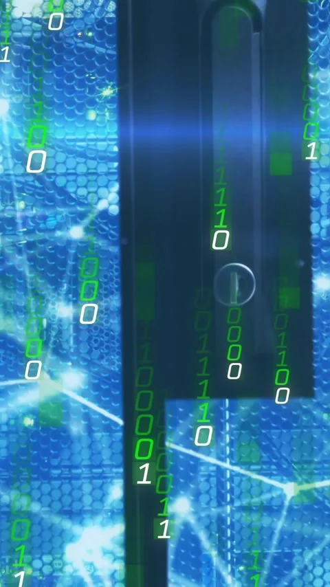 Binary code and network connections animation over blue digital background Vidéo 343129034