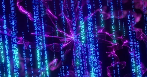 Binary code and neural network animation over abstract digital background Stock Footage 306509620