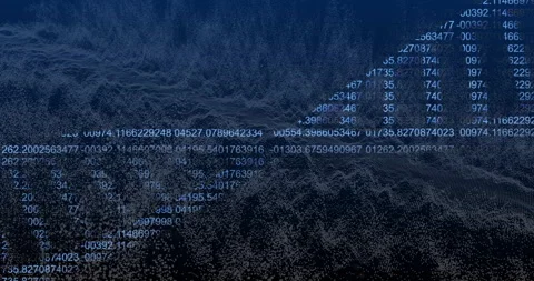 Binary code and numerical data processing over digital landscape animation 動画素材 307736848