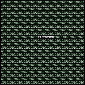 Binary code and password text on black. password security sign. Stock Illustration