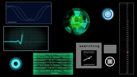Binary code and pulse tracking. Various measurements on a computer screen Stock Footage 259826669