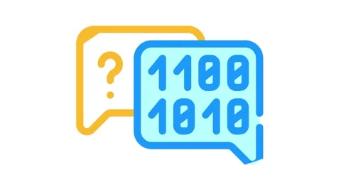 Binary code and question mark quote frame color icon animation Stock Footage 156648873