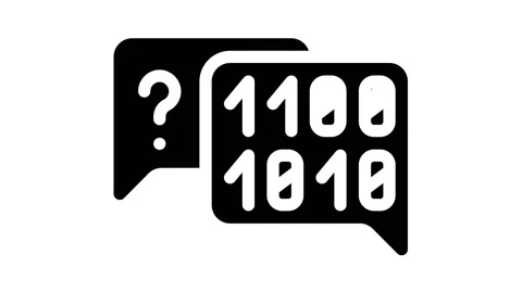 Binary code and question mark quote frame glyph icon animation 動画素材 156650172
