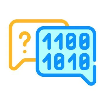 Binary code and question mark quote frame color icon vector illustration Stock Illustration