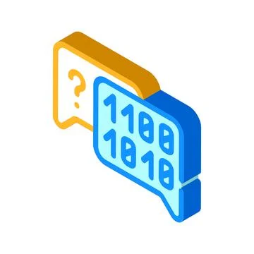 Binary code and question mark quote frame isometric icon vector illustration 스톡 일러스트