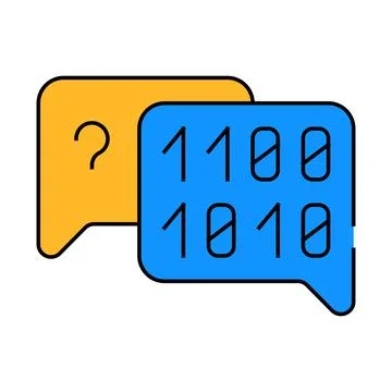 Binary code and question mark quote frame icon color illustration Illustrazione stock