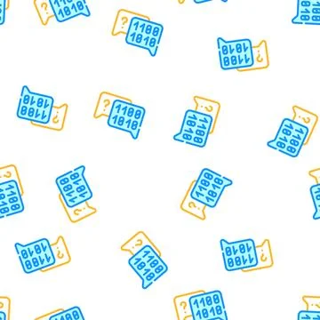 Binary code and question mark quote frame vector seamless pattern Stock Illustration