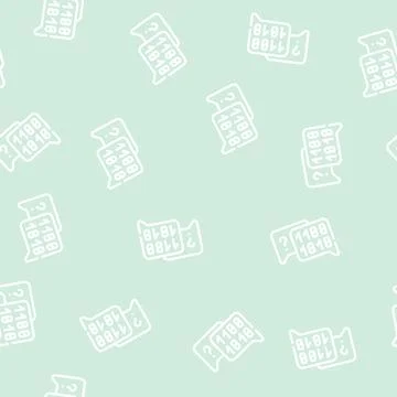 Binary code and question mark quote frame line vector seamless pattern Stock Illustration