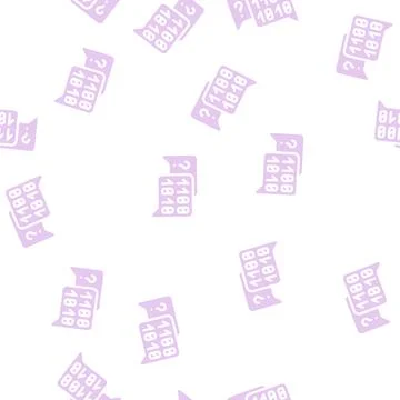 Binary code and question mark quote frame glyph vector seamless pattern Stock Illustration