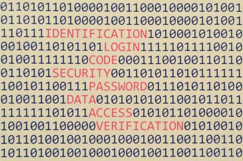 Binary code and red words 스톡 사진