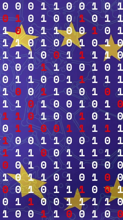 Binary code and stars animation over blue background with red arrows Stock Footage 320093540