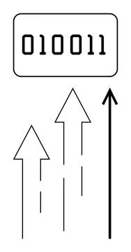 Binary Code and Upward Arrows Representing Digital Progress and Innovation .. イラスト素材
