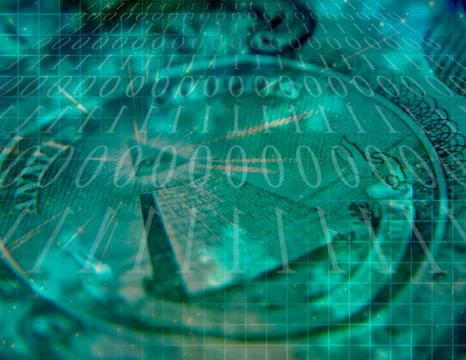 Binary code and us currency abstract Stock Illustration