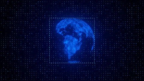 Binary code and world map video animated background Stock Footage 340192661