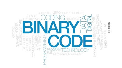 Binary code animated word cloud, text design animation. Kinetic typography. Stock Footage 76337001