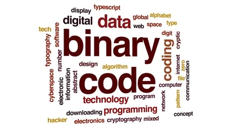 Binary code animated word cloud, text design animation. Stock Footage 76704390