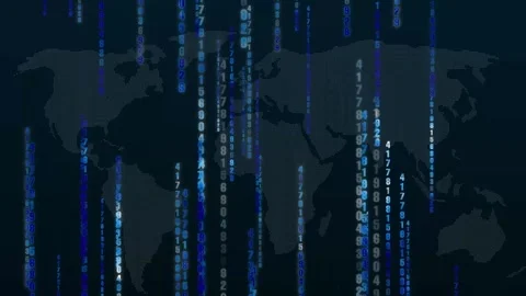 Binary code animation with blue matrix style falling numbers. Binary code g.. Stock Footage 341128128