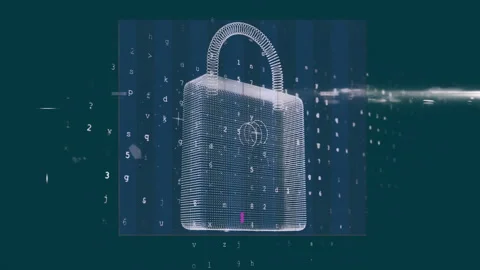 Binary code animation with digital lock symbolizing cybersecurity concept Stock Footage 303676182