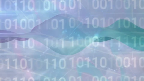 Binary code animation over abstract waves and light effects Stock Footage 305292506