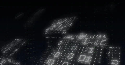 Binary code animation over dark background with floating numbers Stock Footage 306565359