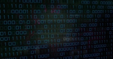Binary code animation over dark background with red and blue hues Stock Footage 327898328