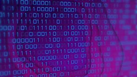 Binary code animation over purple and blue background Stock Footage 305292398