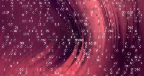 Binary code animation over swirling red and purple abstract background Stock Footage 306339678