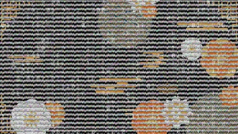 Binary code animation overlaying colorful circular patterns in abstract digital Stock Footage 304853157