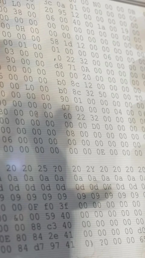 Binary code animation overlaying people working in office building Stock Footage 320034602
