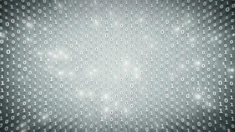Binary code array with glowing blue symbols seamless loop 3D render animation Stock Footage 136572192