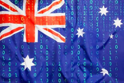 Binary code with Australian flag, data protection concept イラスト素材