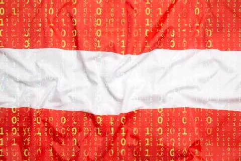Binary code with Austria flag, data protection concept Stock Illustration