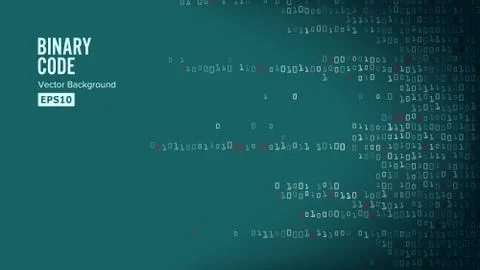 Binary Code Background . Algorithm Binary, Data Code, Decryption And Encoding Stock Illustration