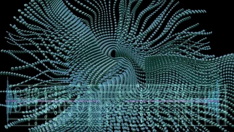 Binary code background and animation with wave object in motion made with tra Stock-Footage 76958346