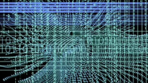 Binary code background and animation with wave object in motion made with tra Stock-Footage 76958654