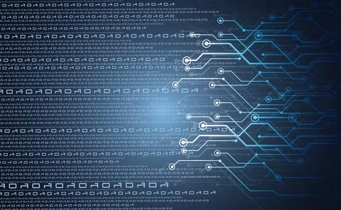 Binary code background. Digital binary data with streaming digital code. Futu Illustrazione stock