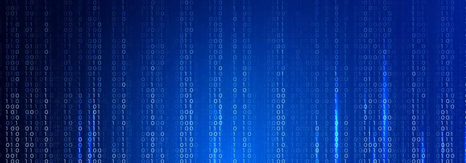 Binary code background, digital data stream, blue technology background for Stock-Illustration