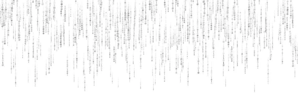 Binary code background. Falling digits with white matrix digital backdrop. .. Stock Illustration