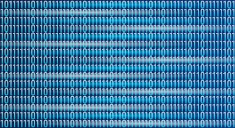 Binary code background with glowing lines representing digital technology Stock Illustration